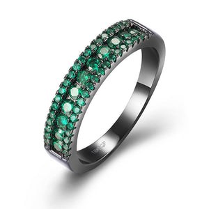 Green Swarovski Two-Lining Ring in Black Gun Plating