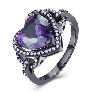 Purple Swarovski Heart Shaped Cocktail Ring
