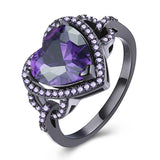 Purple Swarovski Heart Shaped Cocktail Ring