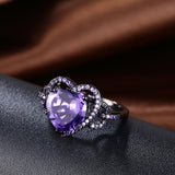 Purple Swarovski Heart Shaped Cocktail Ring
