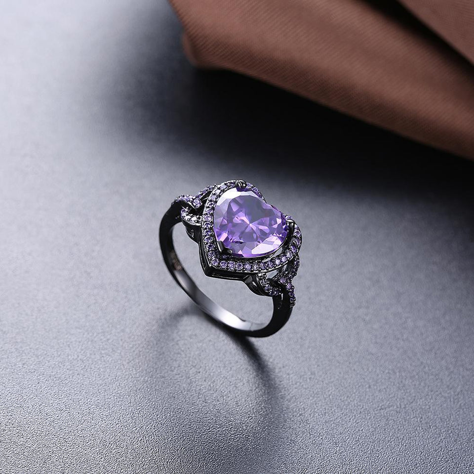 Purple Swarovski Heart Shaped Cocktail Ring