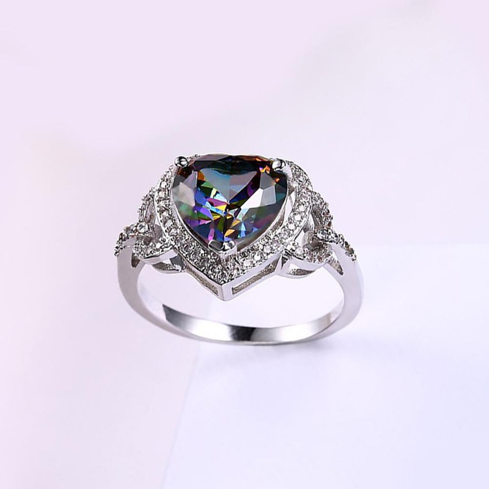 Mystic Topaz Heart Shaped Ring