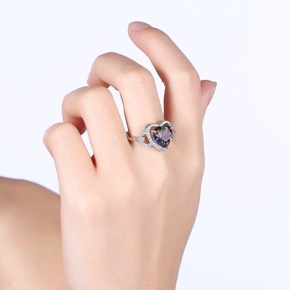 Mystic Topaz Heart Shaped Ring