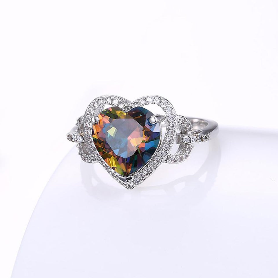 Mystic Topaz Heart Shaped Ring