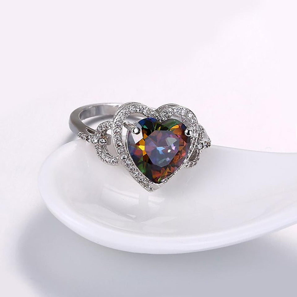 Mystic Topaz Heart Shaped Ring
