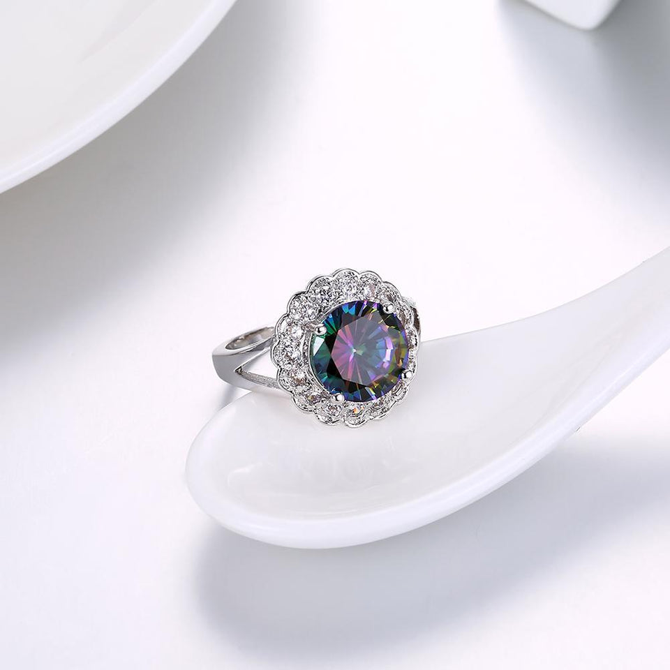 Mystic Topaz Blossoming Pav'e Cocktail Ring
