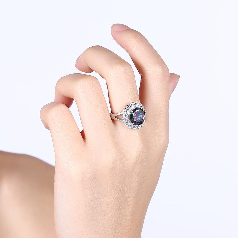 Mystic Topaz Blossoming Pav'e Cocktail Ring