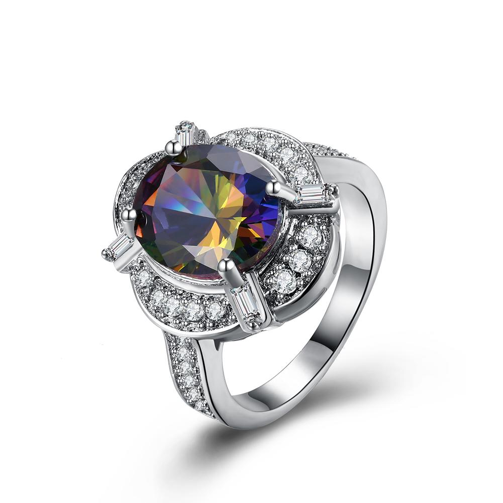 Mystic Topaz Circular Gemstone Cocktail Ring