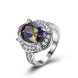 Mystic Topaz Circular Gemstone Cocktail Ring