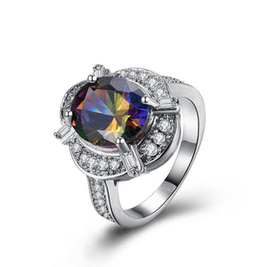 Mystic Topaz Circular Gemstone Cocktail Ring