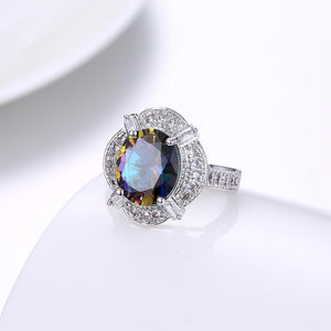 Mystic Topaz Circular Gemstone Cocktail Ring