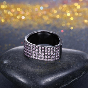 Purple Swarovski Five Lining Cocktail Black Gun Plating Ring