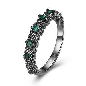 Multi Green Swarovski Ring in Black Gun Plating