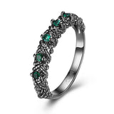 Multi Green Swarovski Ring in Black Gun Plating