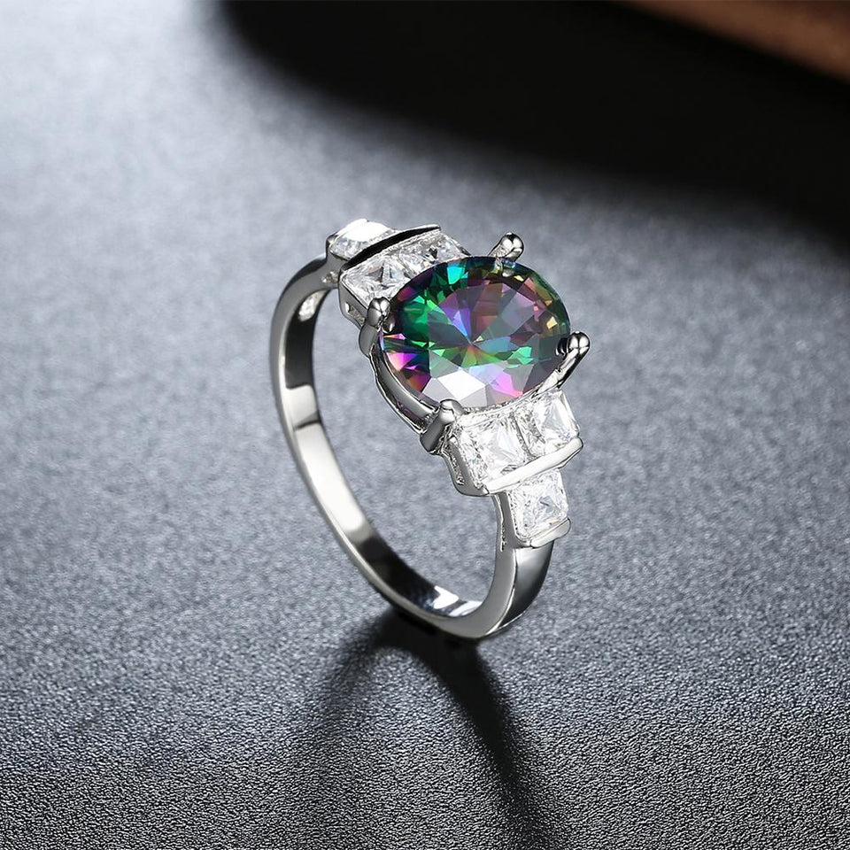 Mystic Topaz Pav'e Cocktail Ring