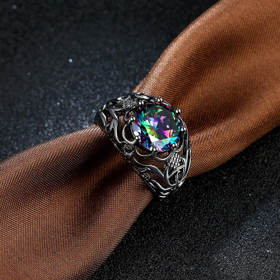 Mystic Topaz Laser Cut Cocktail Ring
