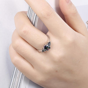 Multi Mystic Topaz 3 Stone Ring in 18K White Gold