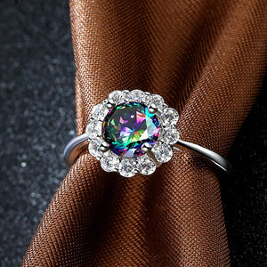 Floral Shaped Mystic Topaz Ring