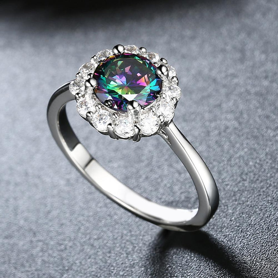 Floral Shaped Mystic Topaz Ring
