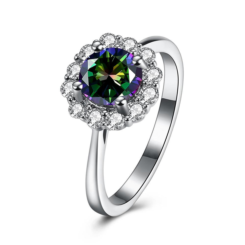 Floral Shaped Mystic Topaz Ring