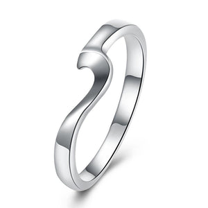 18K White Gold Plated  Curved Abstract Ring