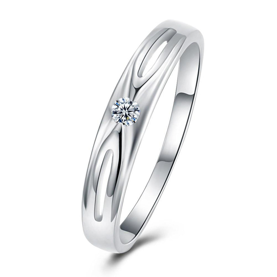 18K White Gold Plated  Swarovski Criss-Cross Ring
