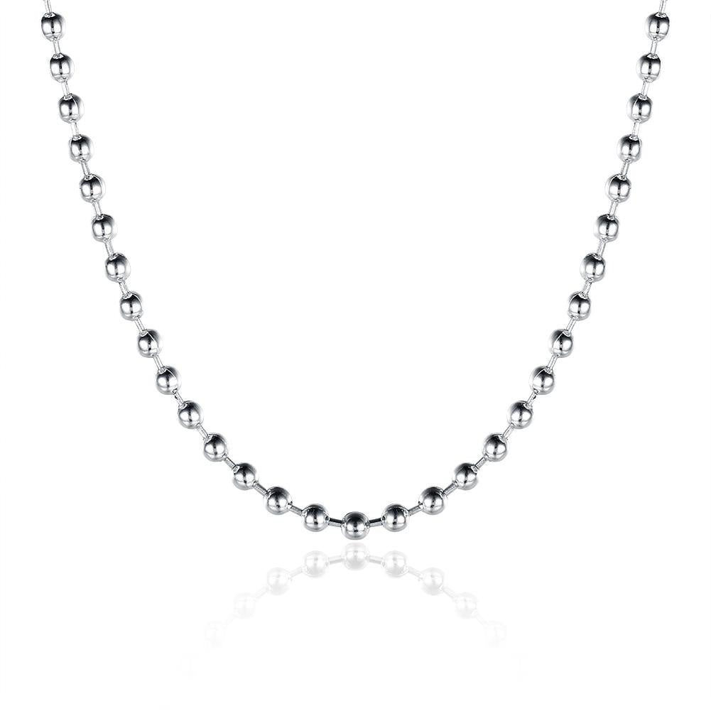 18K White Gold Plated  Mini Beaded Ball Chain Necklace