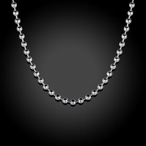 18K White Gold Plated  Mini Beaded Ball Chain Necklace