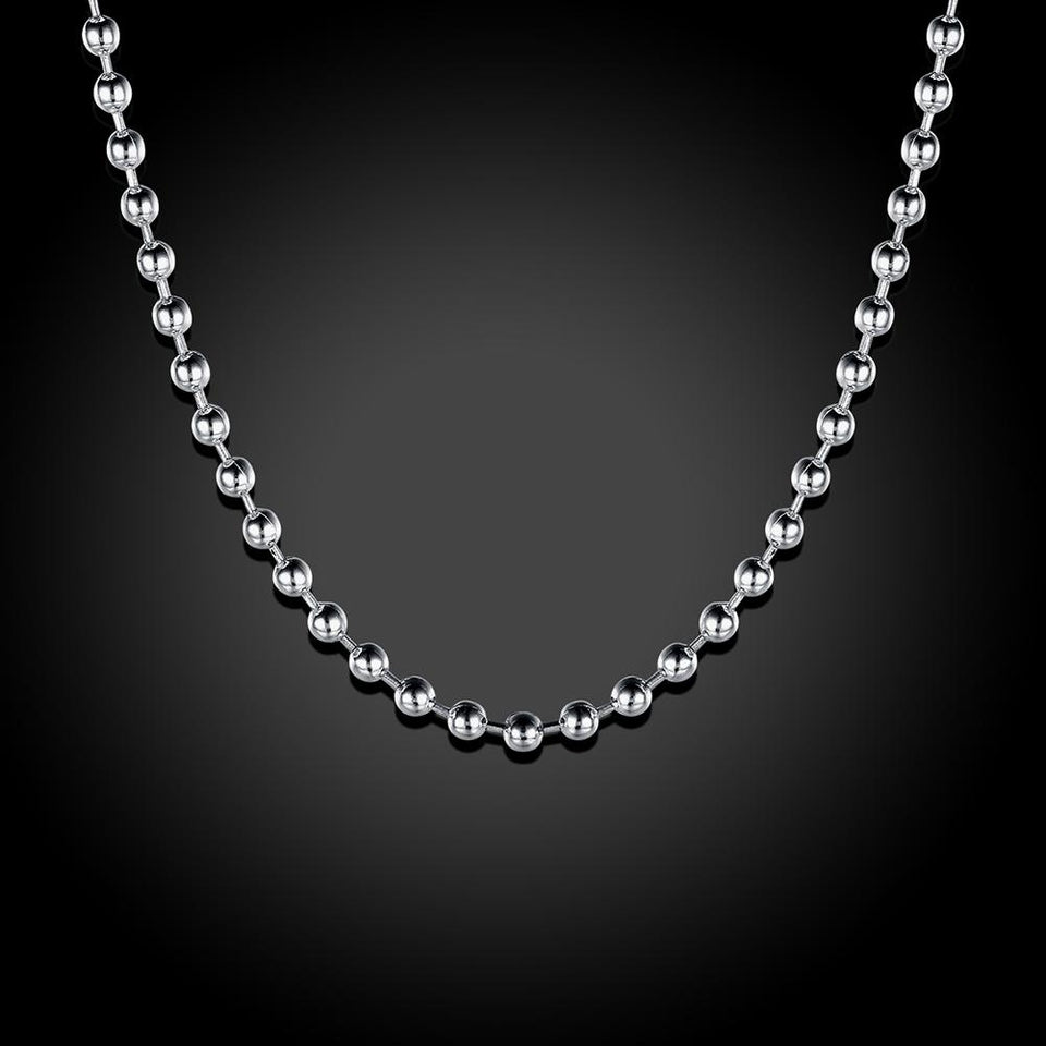 18K White Gold Plated  Mini Beaded Ball Chain Necklace