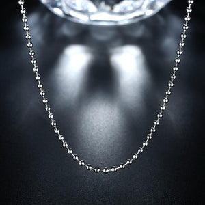 18K White Gold Plated  Mini Beaded Ball Chain Necklace
