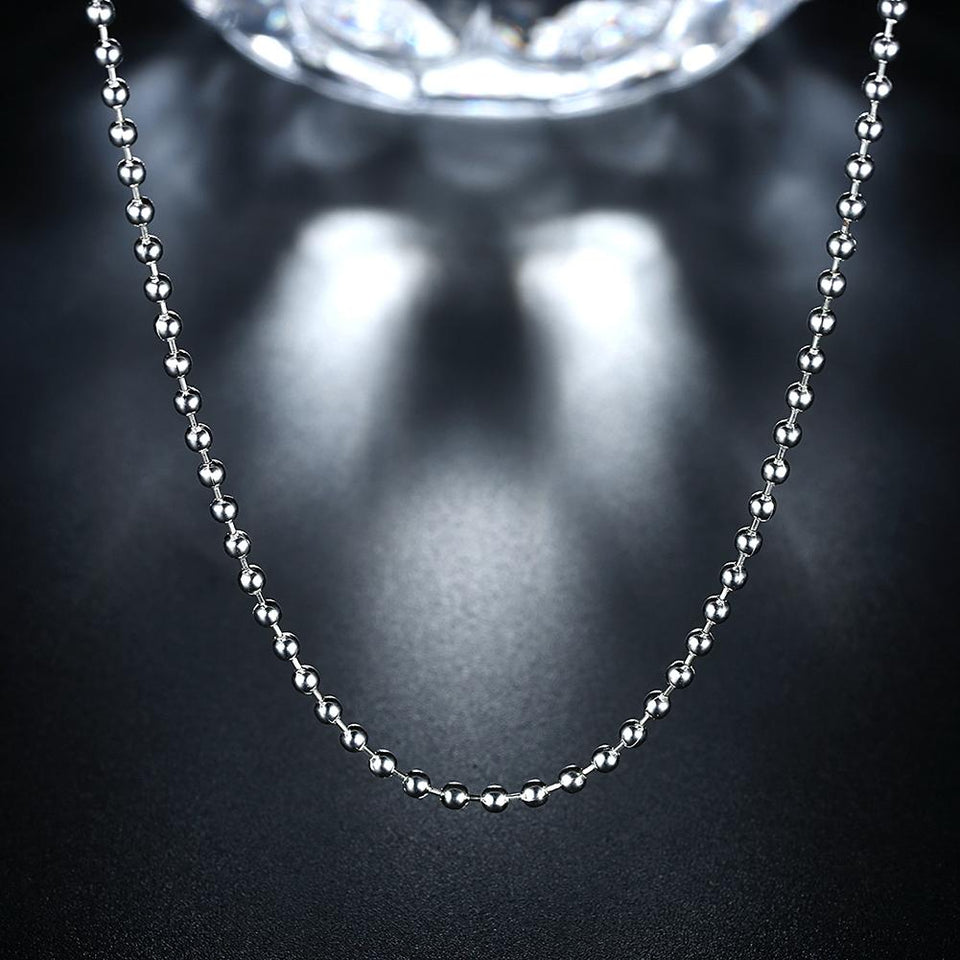 18K White Gold Plated  Mini Beaded Ball Chain Necklace