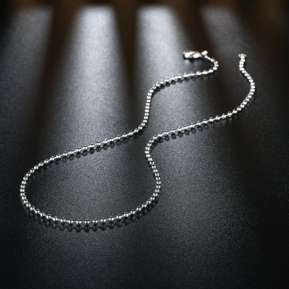 18K White Gold Plated  Mini Beaded Ball Chain Necklace