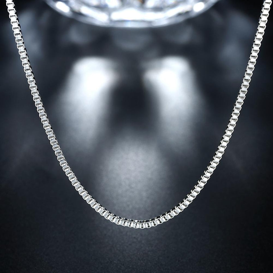 18K White Gold Plated  Italian Figaro Chain Necklace