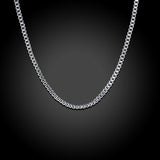 18K White Gold Plated  Italian Figaro Chain Necklace