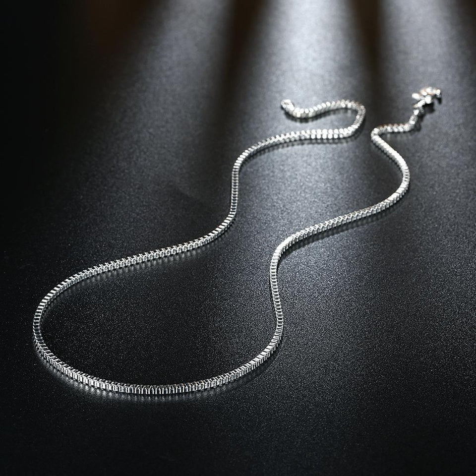 18K White Gold Plated  Italian Figaro Chain Necklace