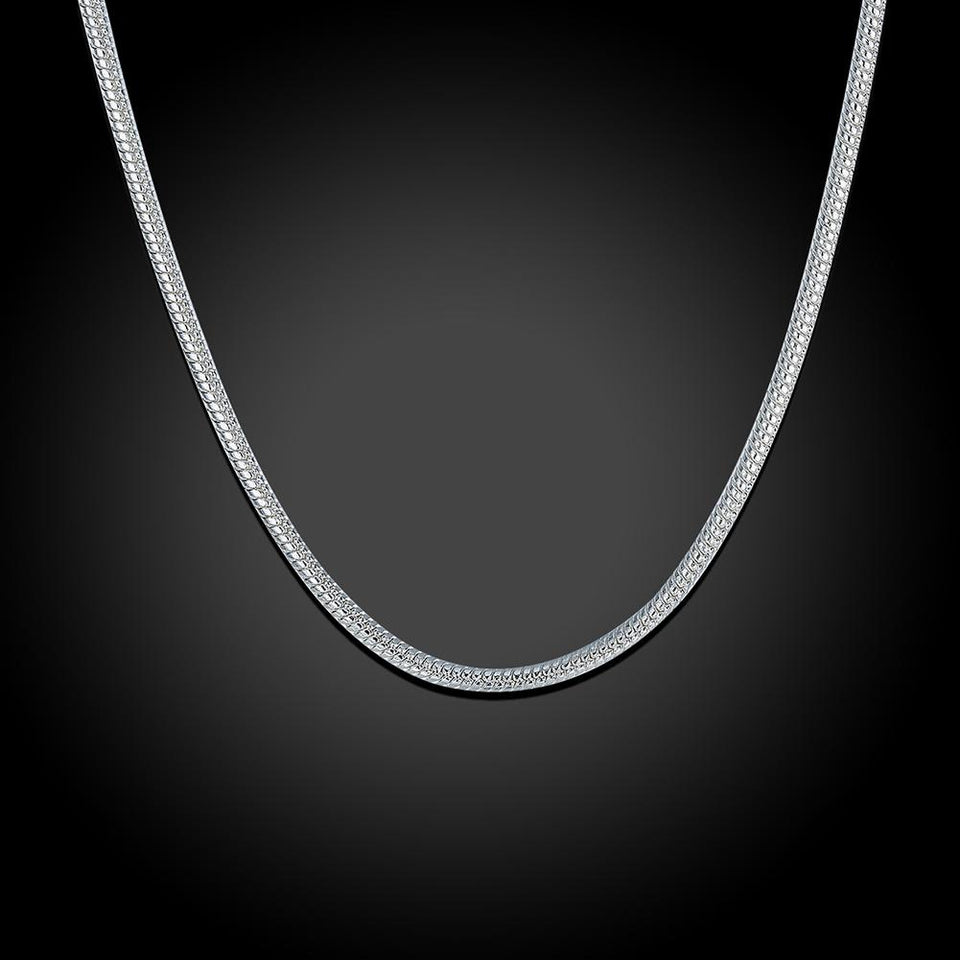 18K White Gold Plated  Thick Cut Chain Necklace