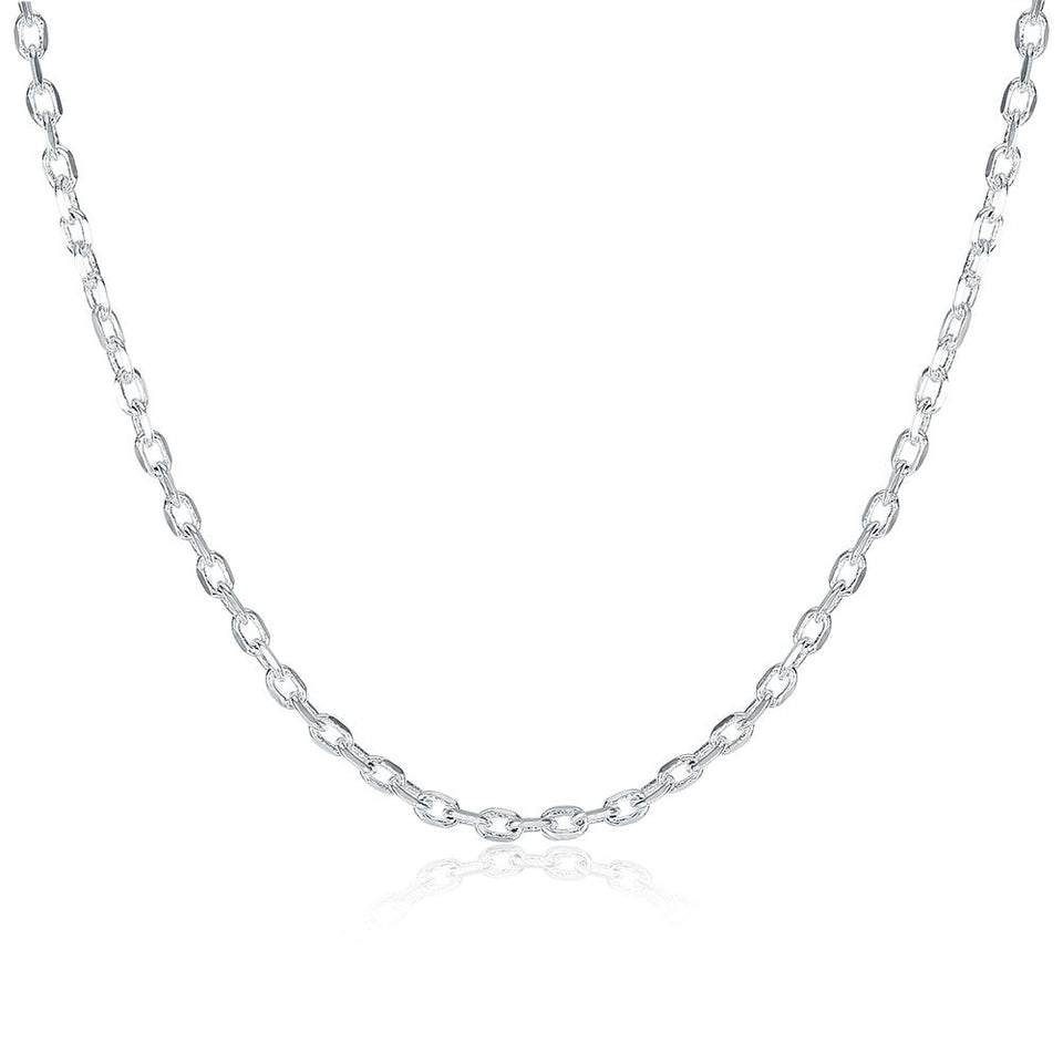 18K White Gold Plated  Mini Link Chain Necklace