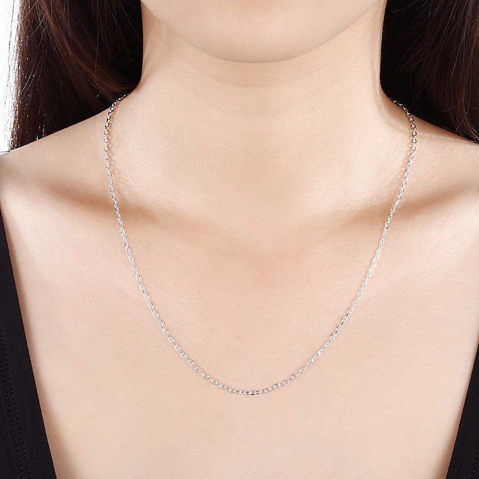 18K White Gold Plated  Mini Link Chain Necklace