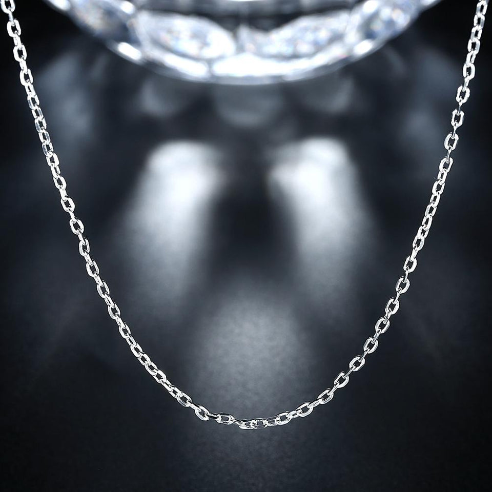 18K White Gold Plated  Mini Link Chain Necklace