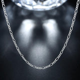 18K White Gold Plated  Cuban Figaro Chain Necklace