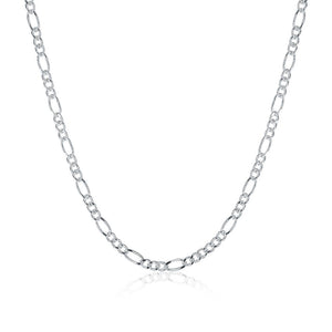 18K White Gold Plated  Cuban Figaro Chain Necklace