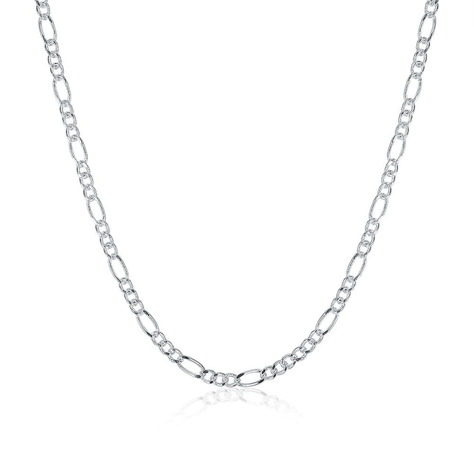 18K White Gold Plated  Cuban Figaro Chain Necklace