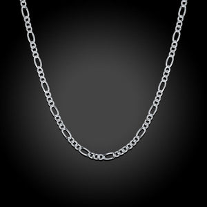 18K White Gold Plated  Cuban Figaro Chain Necklace