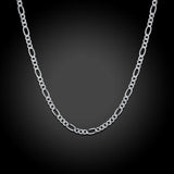 18K White Gold Plated  Cuban Figaro Chain Necklace