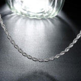 18K White Gold Plated  Twisted Rope Chain Necklace