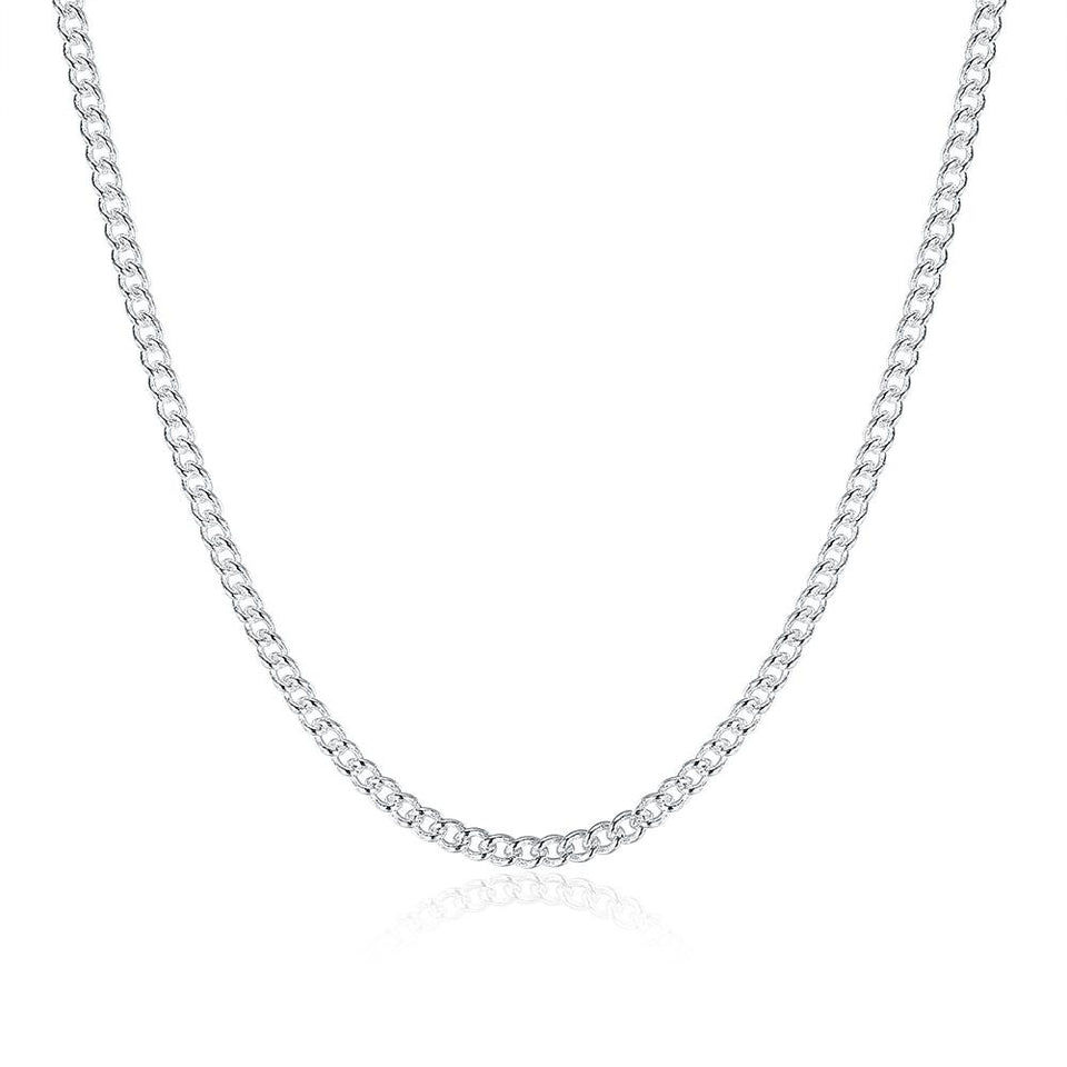 18K White Gold Plated  Classic Curb Chain Necklace