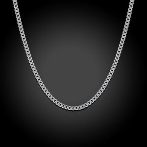 18K White Gold Plated  Classic Curb Chain Necklace