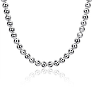 10mm Ball Necklace in 18K White Gold Plated 20"