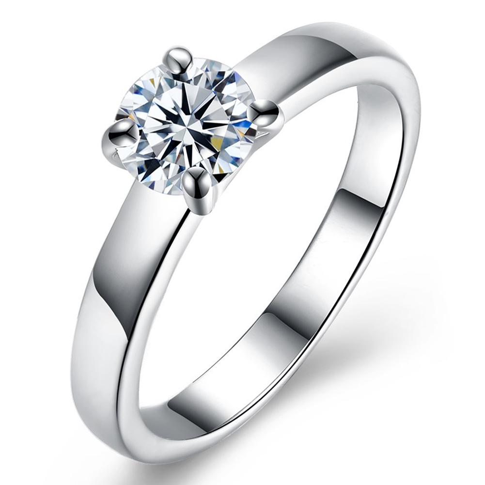18K White Gold Plated  Single Swarovski Solitaire Ring