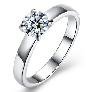 18K White Gold Plated  Single Swarovski Solitaire Ring